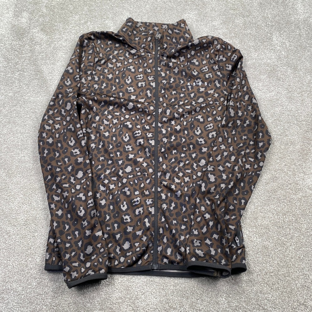 ASOS 4505 Womens Leopard Print Full Zip Athletic Running Jacket Brown Medium